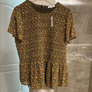 NWT Madewell Floral Smocked Peplum Top
